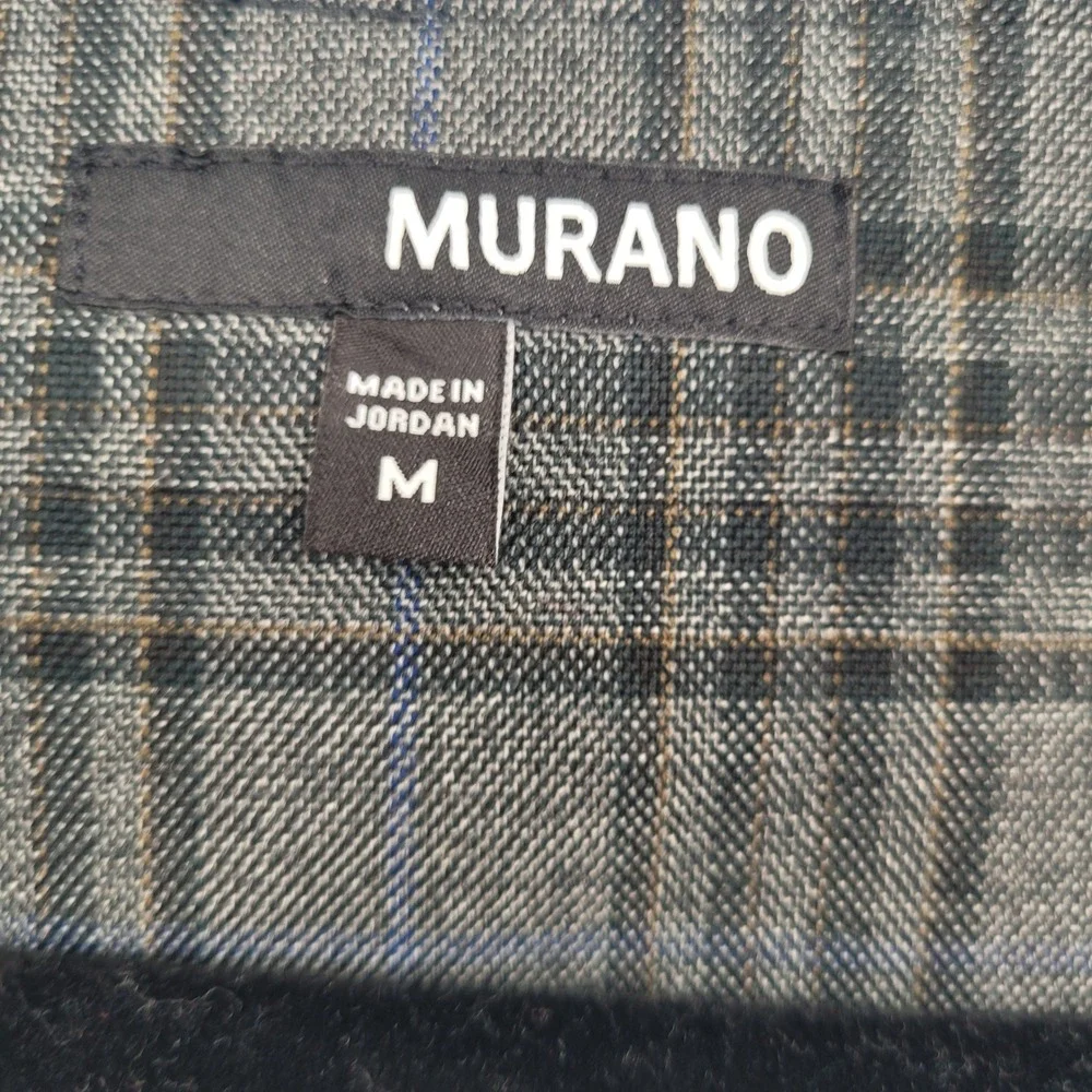 New Murano Suit Vest Mens Size M Plaid Formal Business Casual Grey Plaid Button